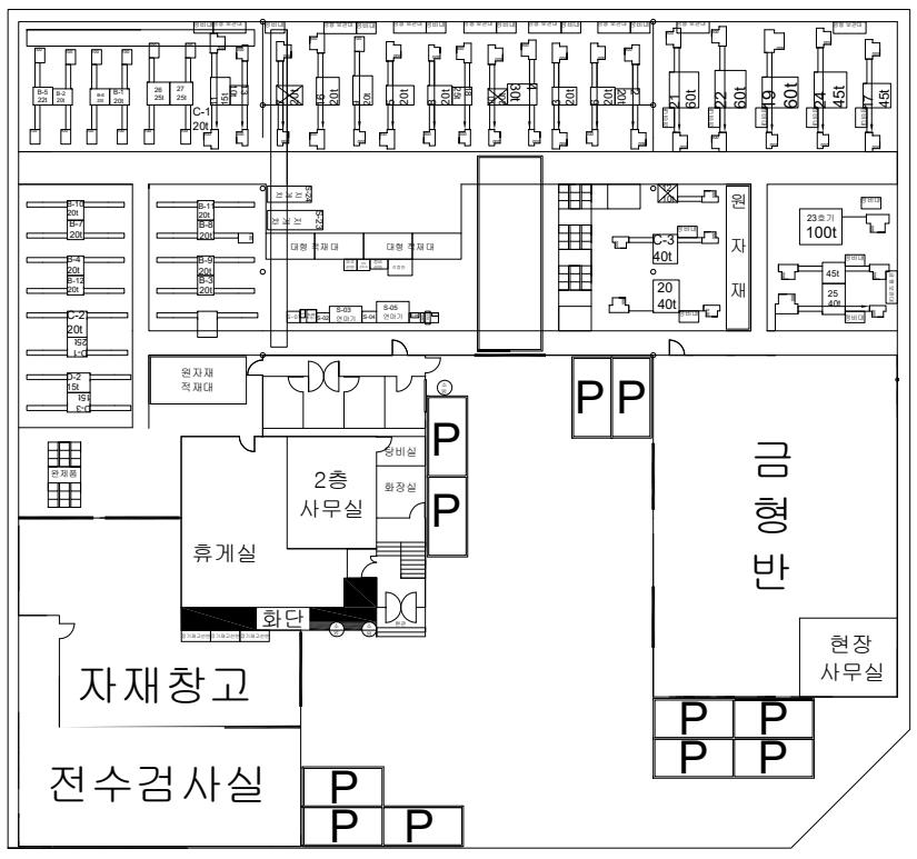 ㈜코스모텍 공장 레이아웃 도면